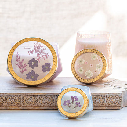Blackberry &amp; Coconut Large Watercolor Pressed Floral Candle