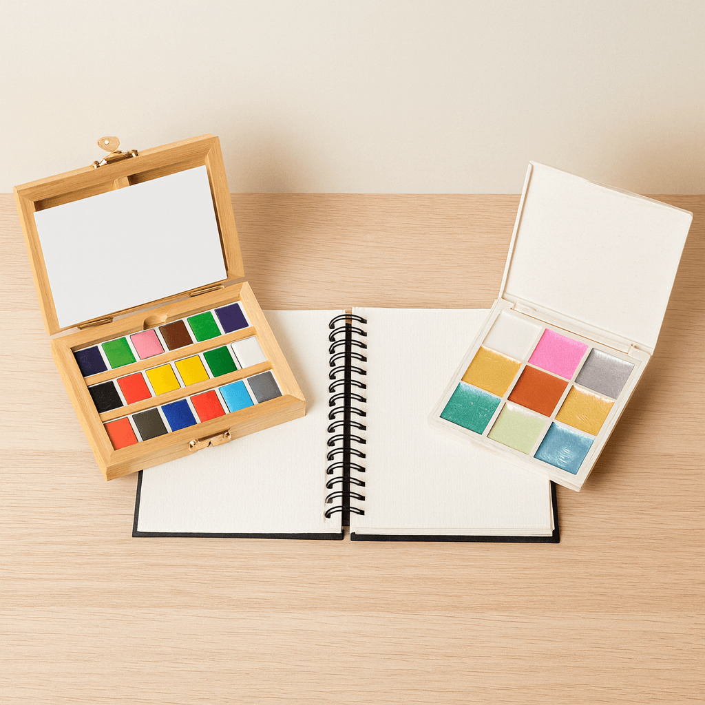 Watercolor Essentials Bundle | Bamboo Case, Metallics, &amp; Paper Pad