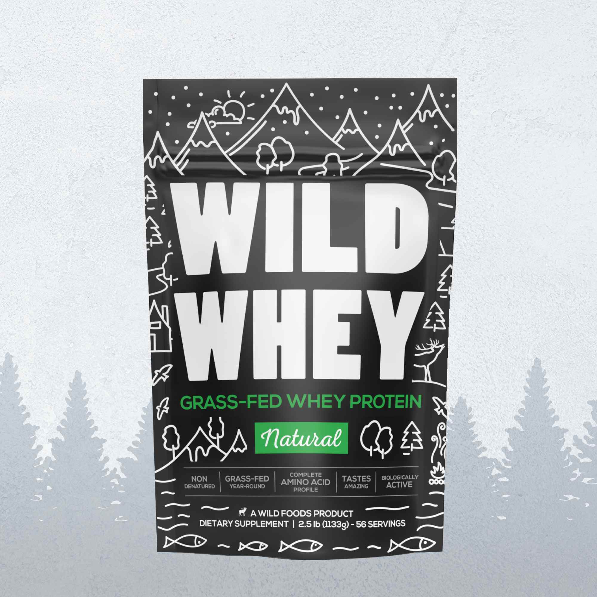 Wild Foods Protein 1x 1.3lb Cold Process Grass-Fed Whey Protein, Non-denatured, Pasture-Raised Cows