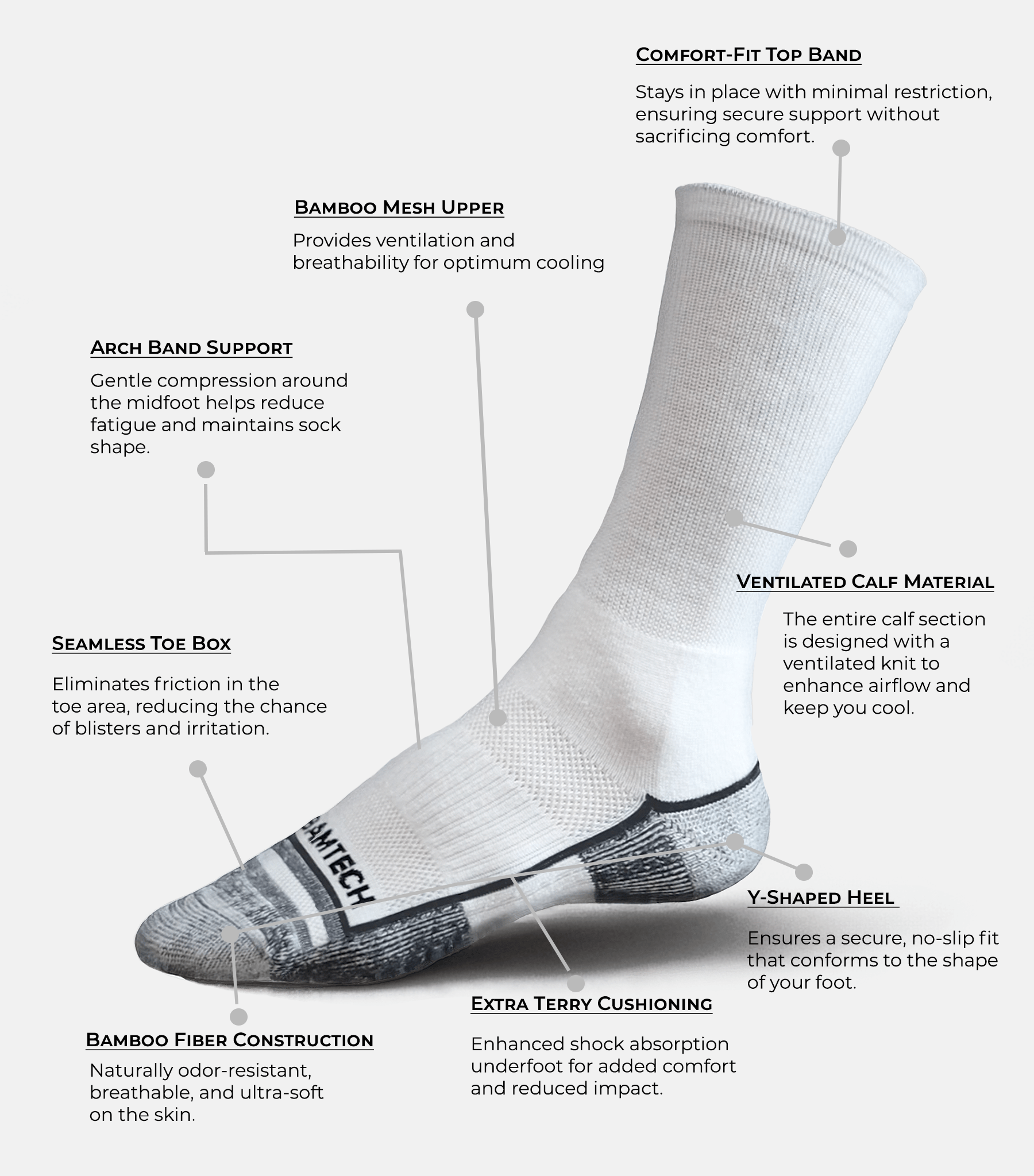Bamtech Socks Bamboo Performance Crew Socks