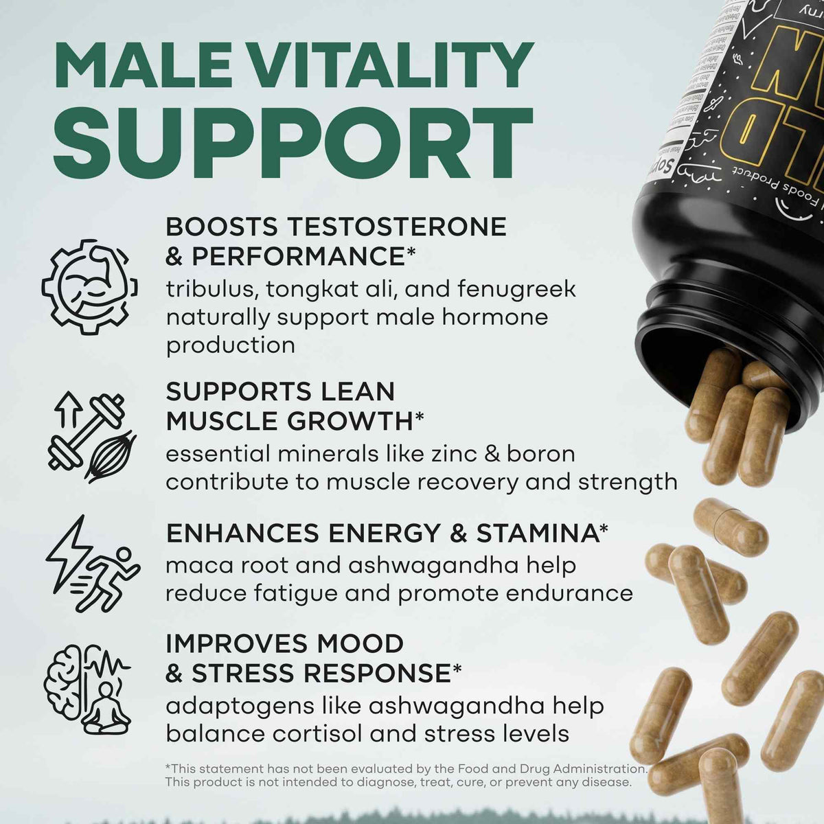 Wild Foods Supplements Wild Man Herbal Stack – Male Hormone Balance &amp; Performance