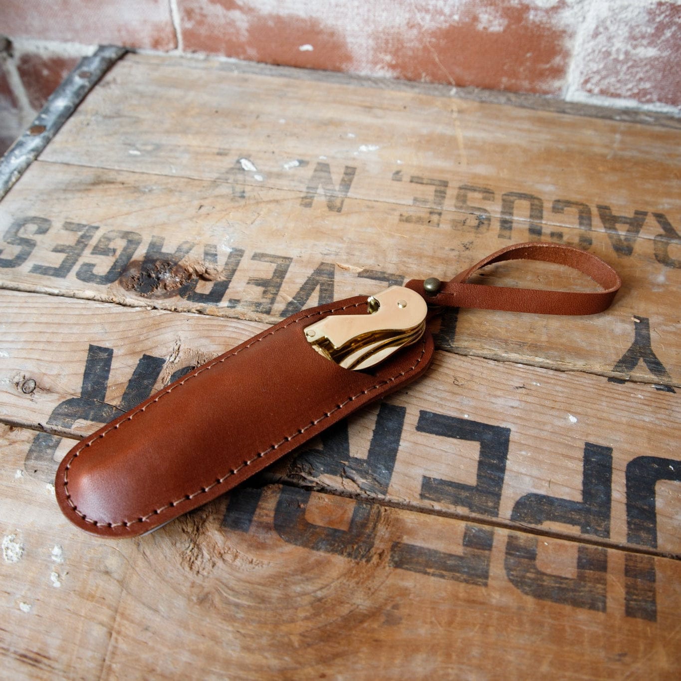 The Local Branch Wine Key Gold / Mahogany Wine Key with Leather Holster - USA Made
