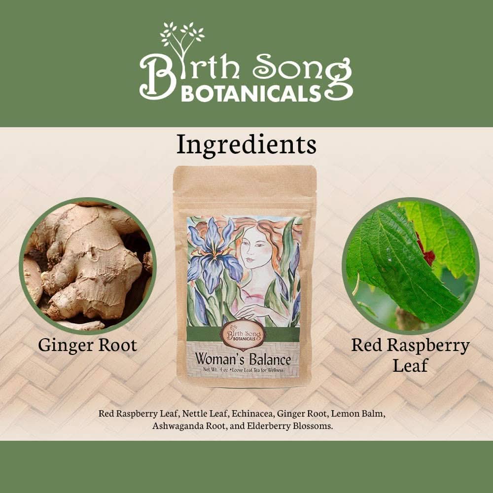 Birth Song Botanicals Co. Tea Woman’s Balance Herbal Tea – Organic Botanical Blend