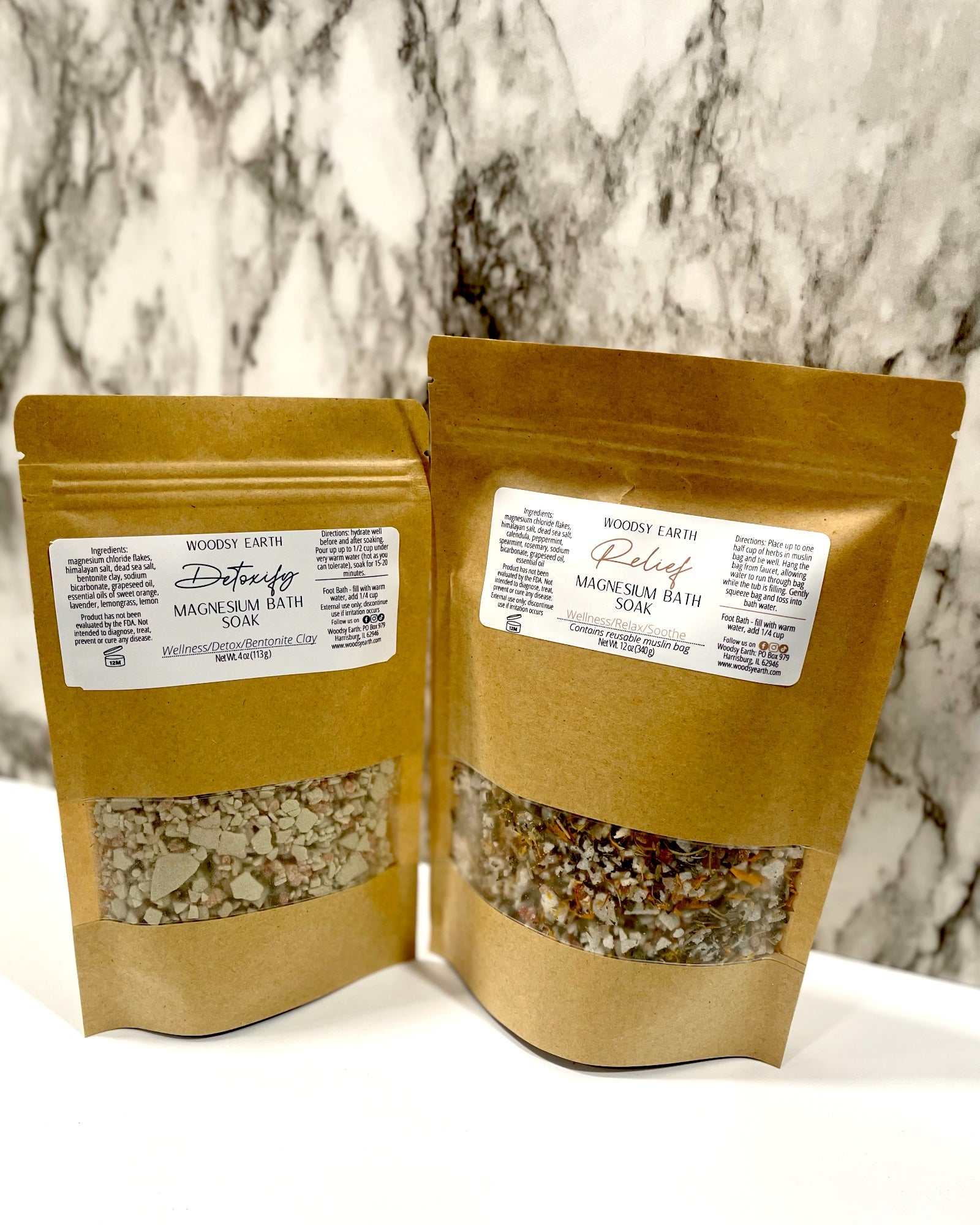 Woodsy Earth Bath Salt Soak Magnesium Bath Soak – Detox &amp; Muscle Relief | 4oz &amp; 12oz