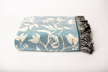 Wren Chambray Blue Bird Cotton Throw Blanket