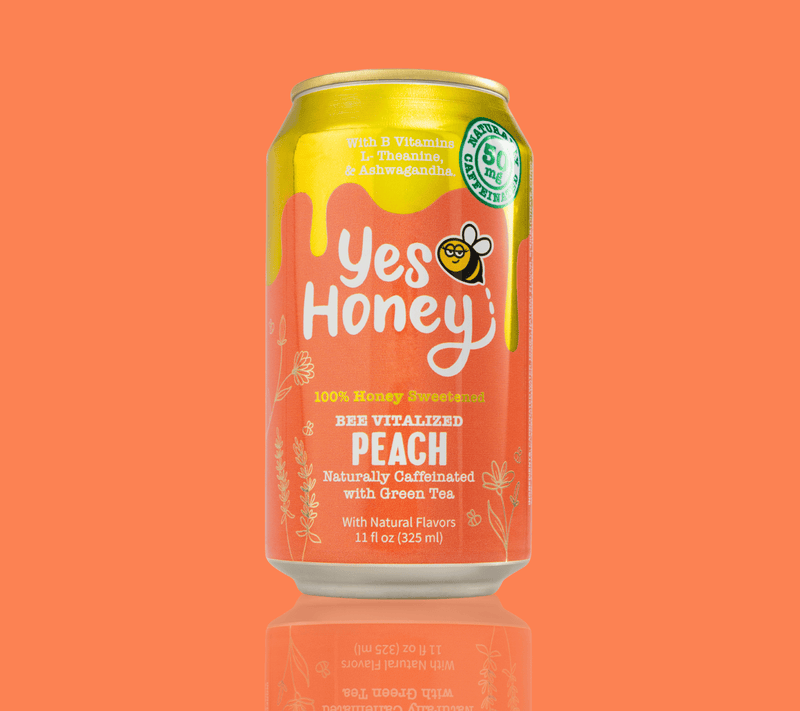 Yes Honey Drink Bee Vitalized Sparkling Honey Sweetened Peach Tea