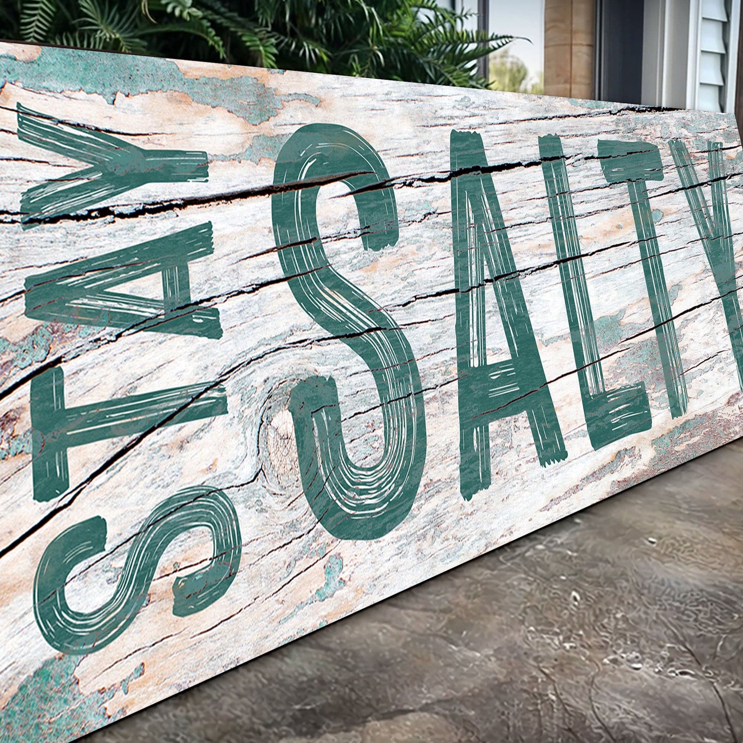 Tailored Canvases Canvas 12x36 inch Medium Premium Gallery Wrapped Stay Salty Coastal Sign VI