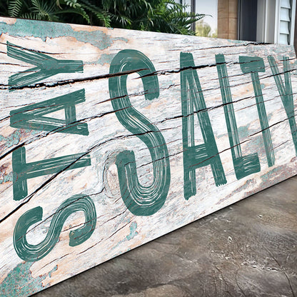 Tailored Canvases Canvas 12x36 inch Medium Premium Gallery Wrapped Stay Salty Coastal Sign VI
