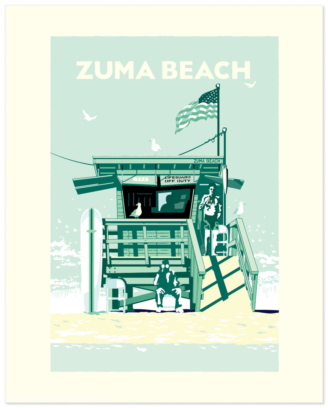 Landmark CA | Lifeguard Stand Zuma Beach Giclee Print - My American Goods