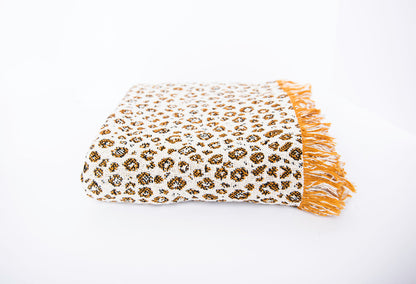 Zola Tawny Leopard Cotton Throw Blanket