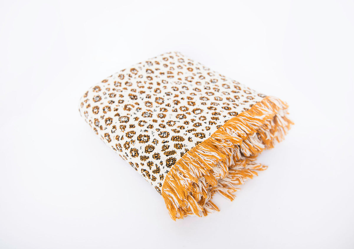 Zola Tawny Leopard Cotton Throw Blanket