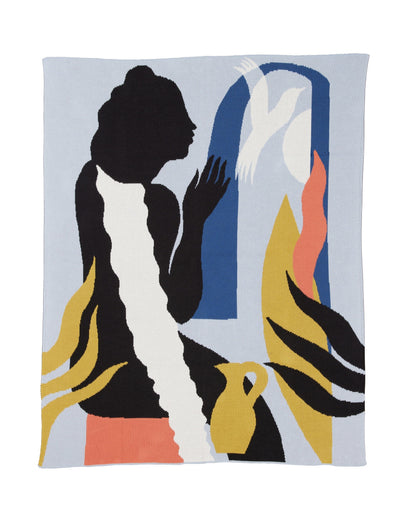 Biquette Throw Blanket Peony in Egyptian Cotton Zora Throw Blanket