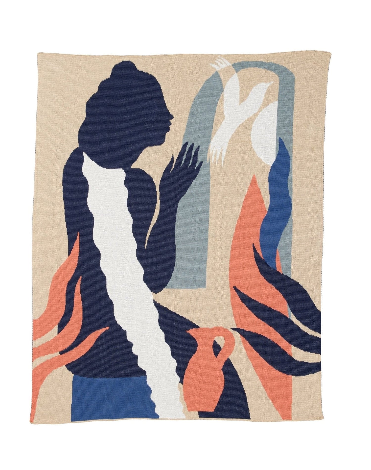 Biquette Throw Blanket Wheat in Egyptian Cotton Zora Throw Blanket