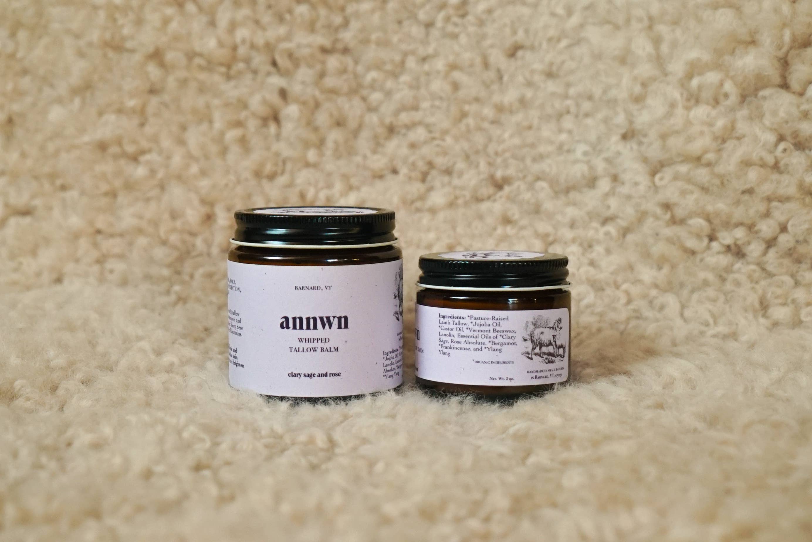 Annwn Tallow Balm 2oz Clary Sage &amp; Rose Whipped Tallow Balm