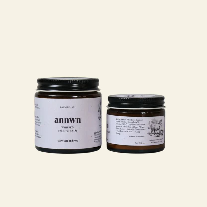 Annwn Tallow Balm 2oz Clary Sage &amp; Rose Whipped Tallow Balm
