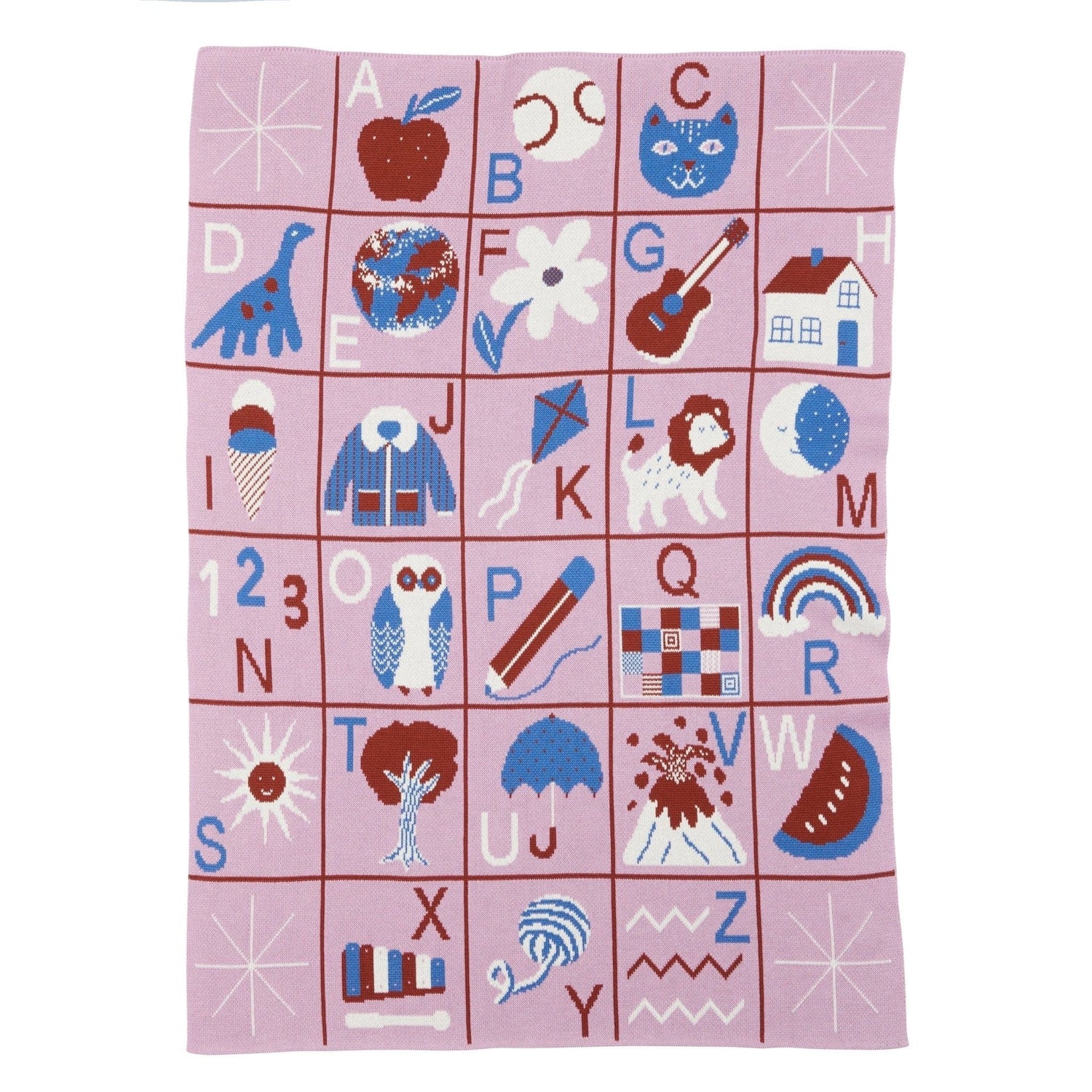 Biquette Baby Blanket Blueberry in Organic Cotton ABC Baby Blanket