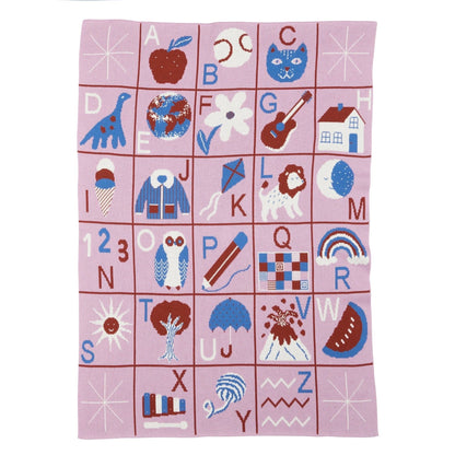 Biquette Baby Blanket Blueberry in Organic Cotton ABC Baby Blanket
