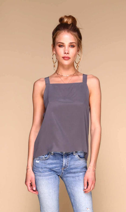 Ada Gunmetal Grey Silk Tank