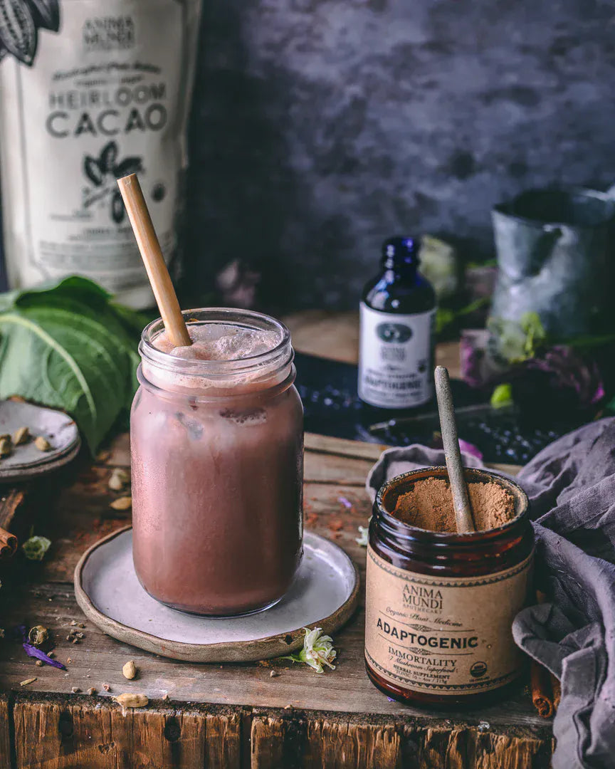 Anima Mundi Mushroom Products ADAPTOGENIC Powder | Organic, 7 Medicinal Mushrooms + Cacao