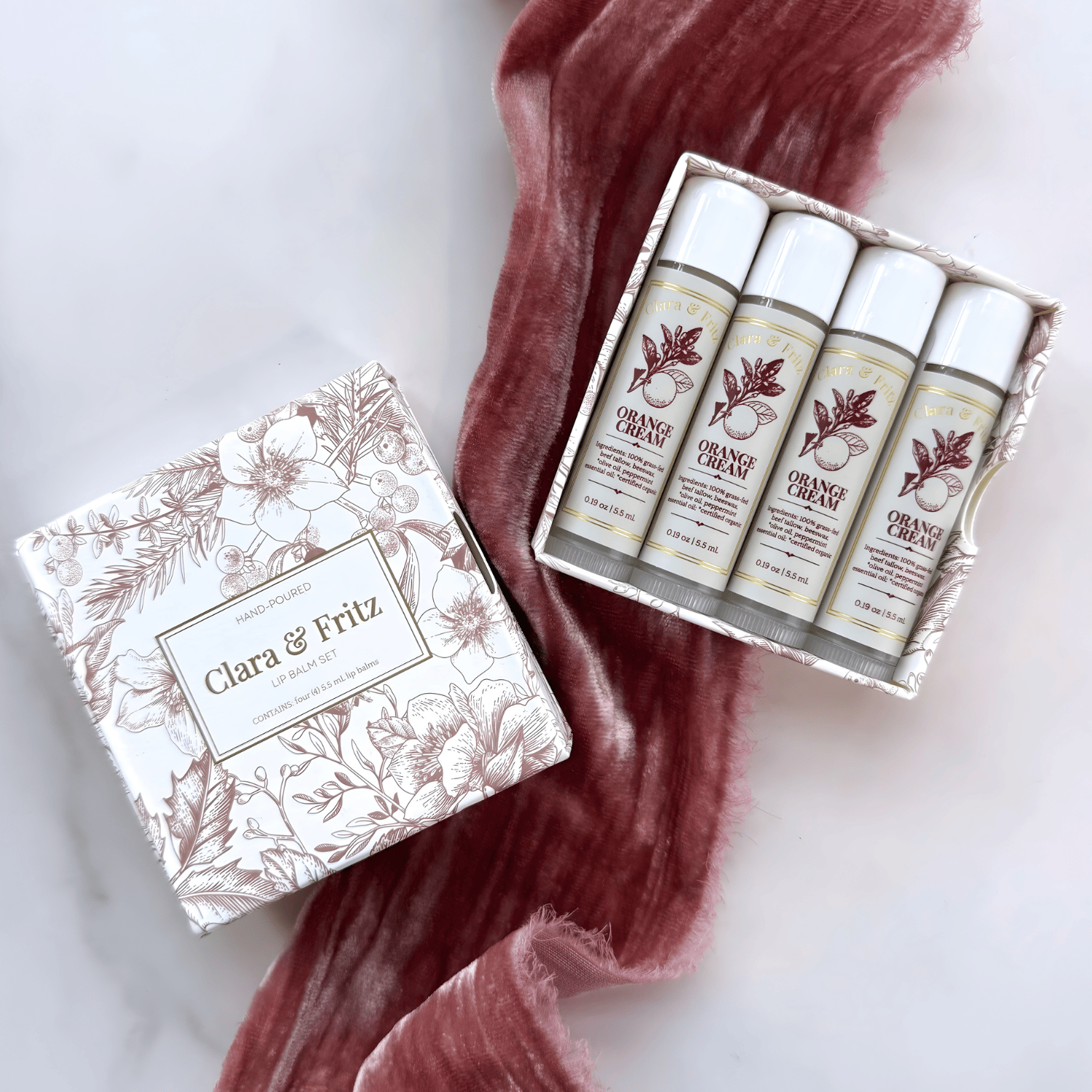 Clara &amp; Fritz Tallow Shop Lip Balm Lip Balm Boxed Set (4 Pack)