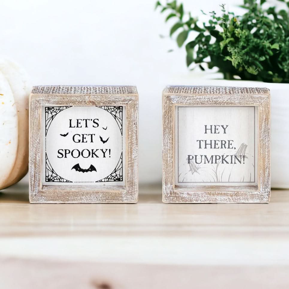 Gia Roma Halloween Sign Pumpkin + Spooky | Double-Sided