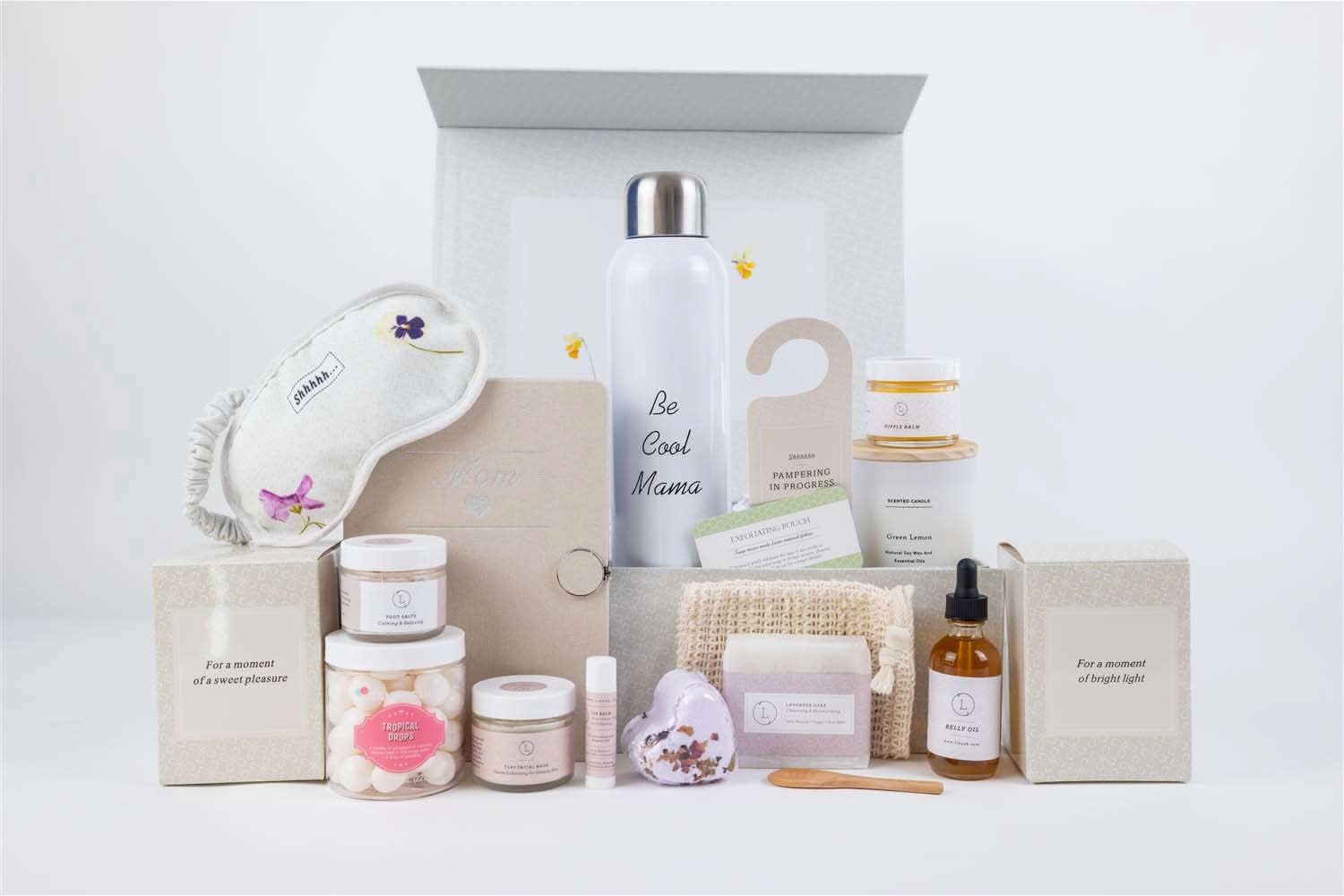 Lizush Gift set for new mom New Mom Gift, Pampering Natural Skincare gift for New Mom