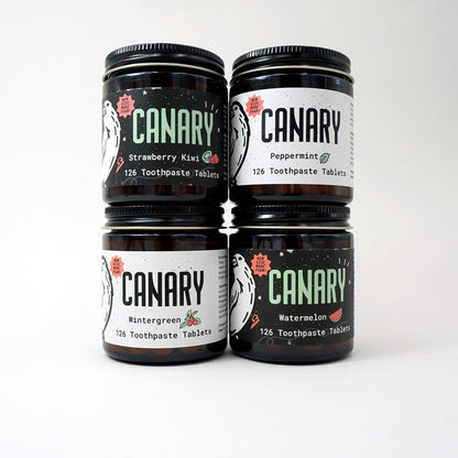 Canary Toothpaste Tablets 4 Pack of 2-month Jars 4 Pack Sampler of Canary Toothpaste Tablets