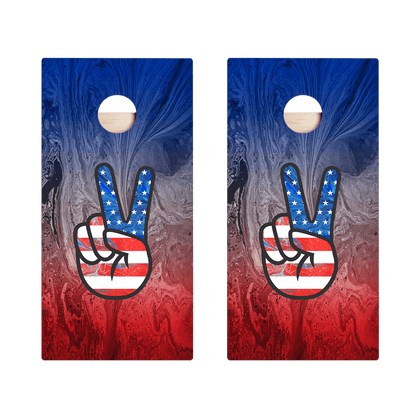 American Flag Peace Sign Star Cornhole Boards