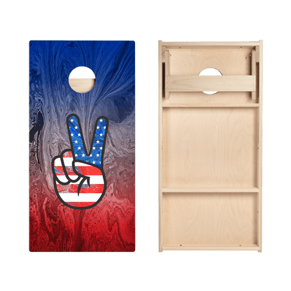 American Flag Peace Sign Star Cornhole Boards