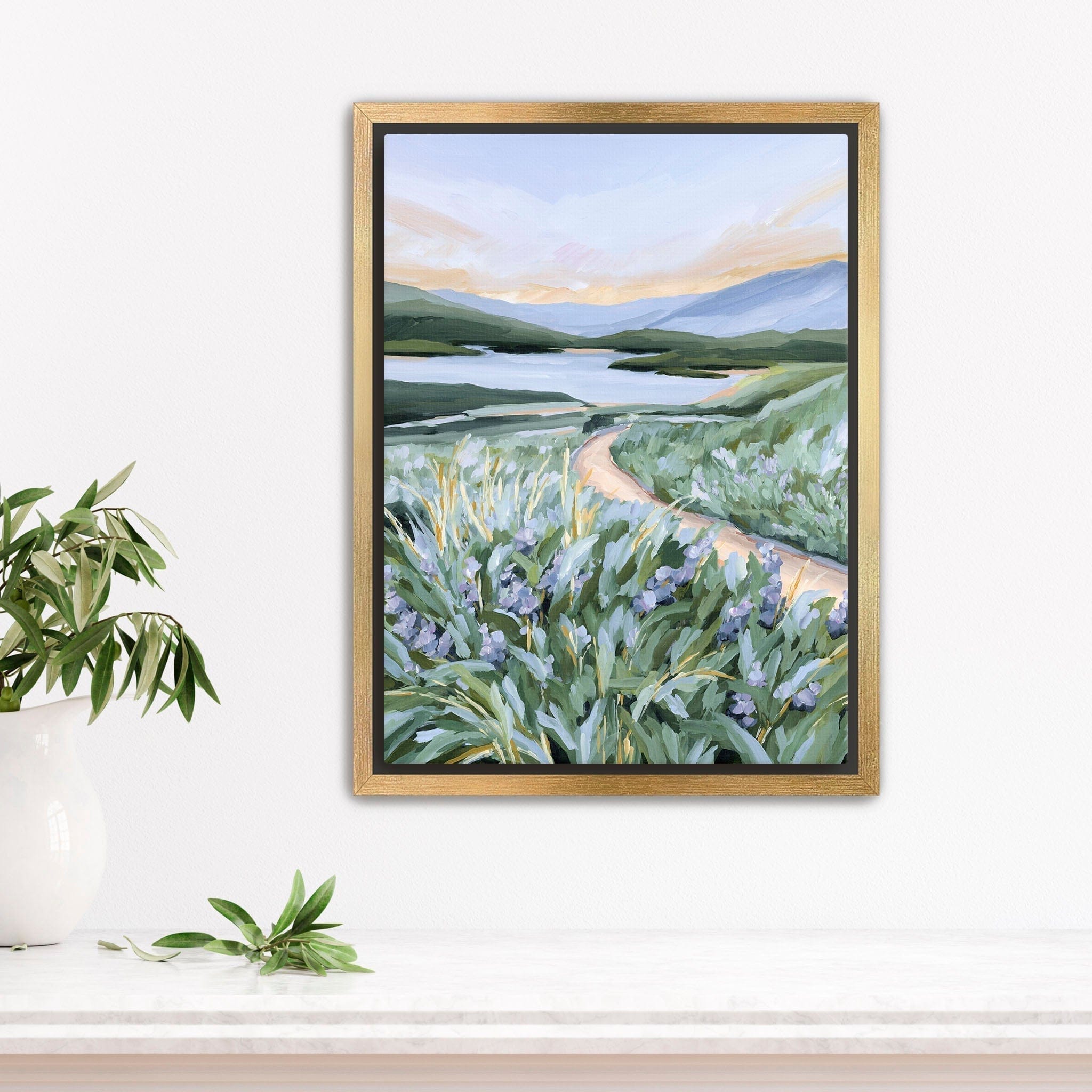 Katie Garrison Art Print Stretched Canvas / 8x10 in / Gold Frame "Among the Wildflowers" Art Print