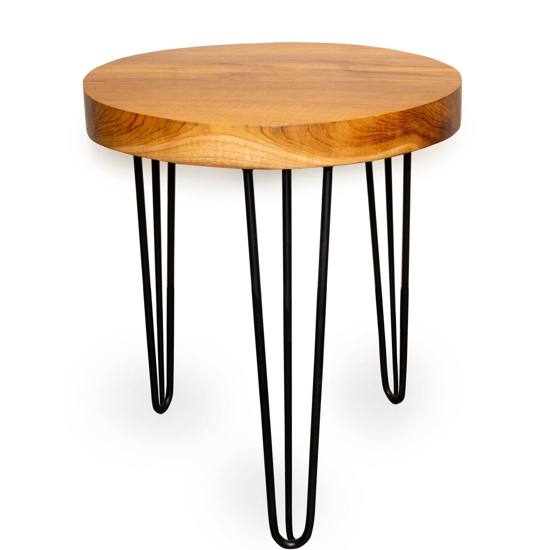 Indonesian Teak Wood Round Slab Accent Table - My American Goods