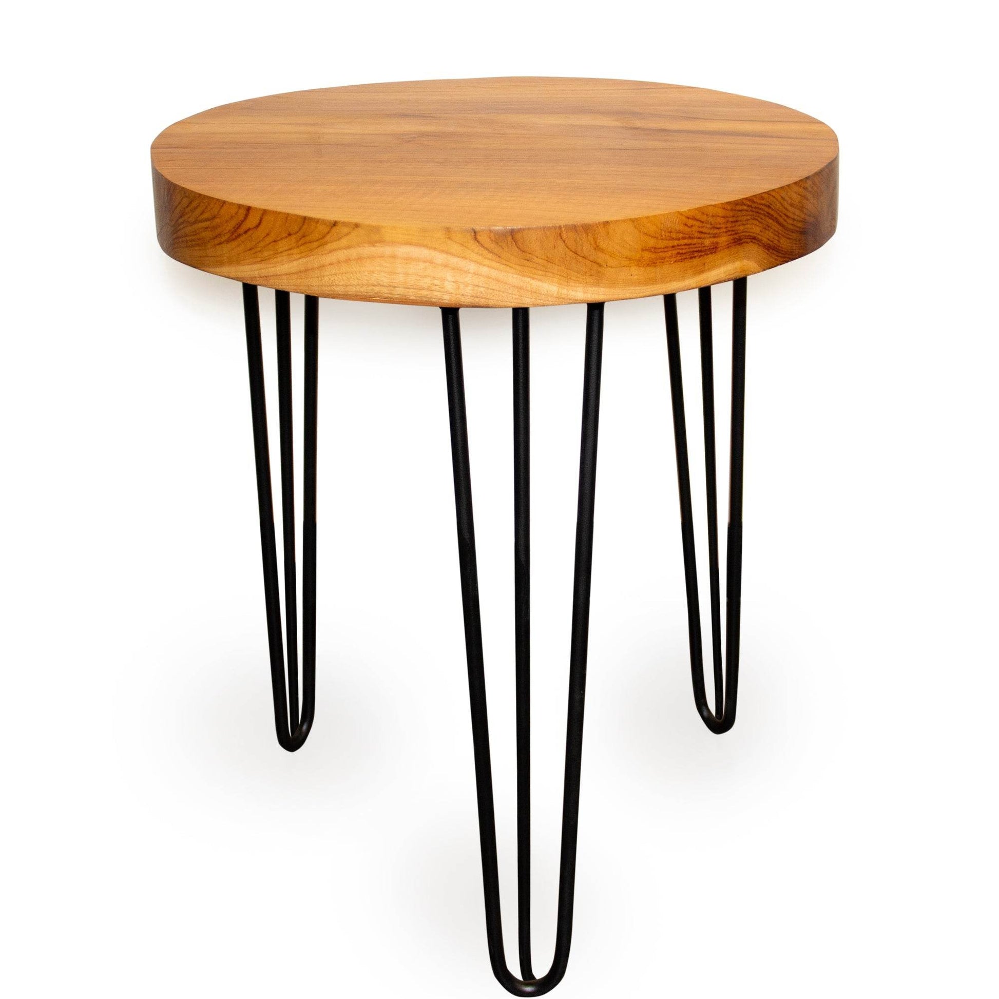 Indonesian Teak Wood Round Slab Accent Table - My American Goods