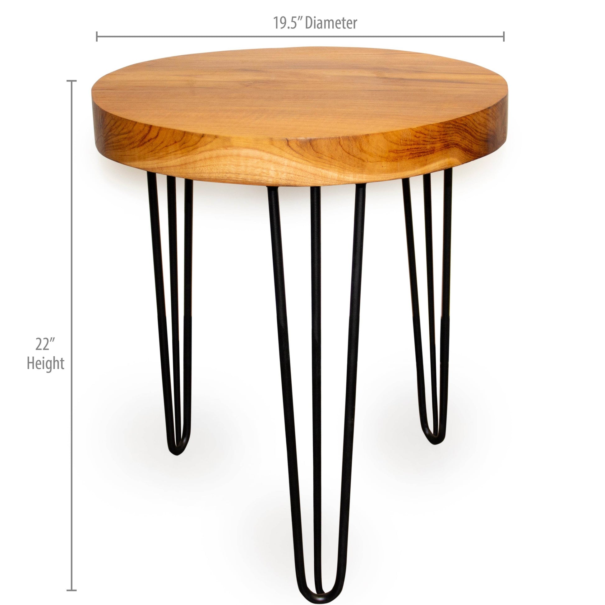 Indonesian Teak Wood Round Slab Accent Table - My American Goods