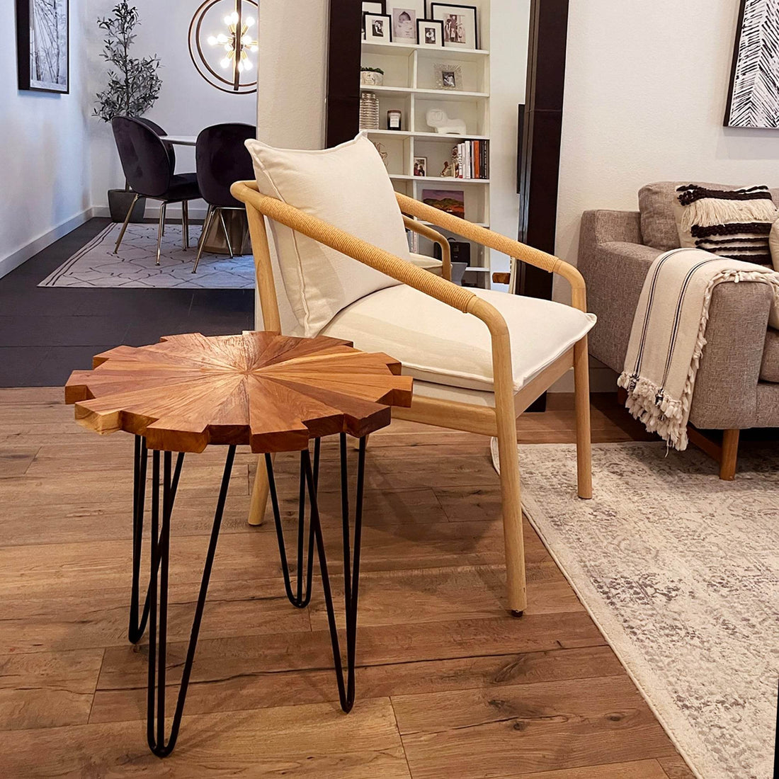 Teak Wood Medallion Accent Table - My American Goods