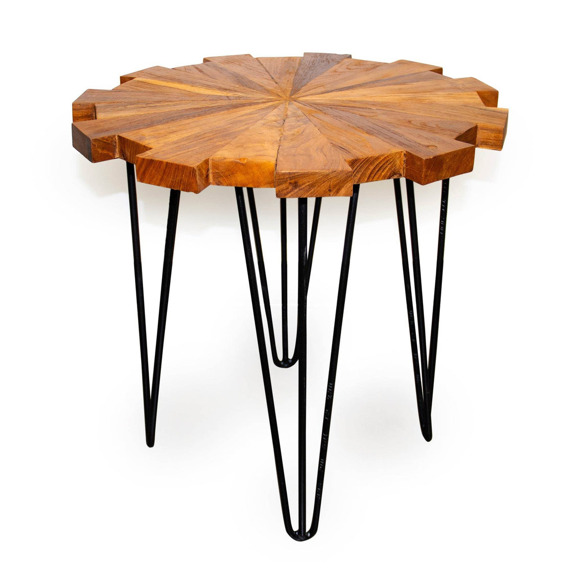 Teak Wood Medallion Accent Table - My American Goods