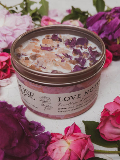 LOVE NOTES Rose + Pink Salt Candle - My American Goods