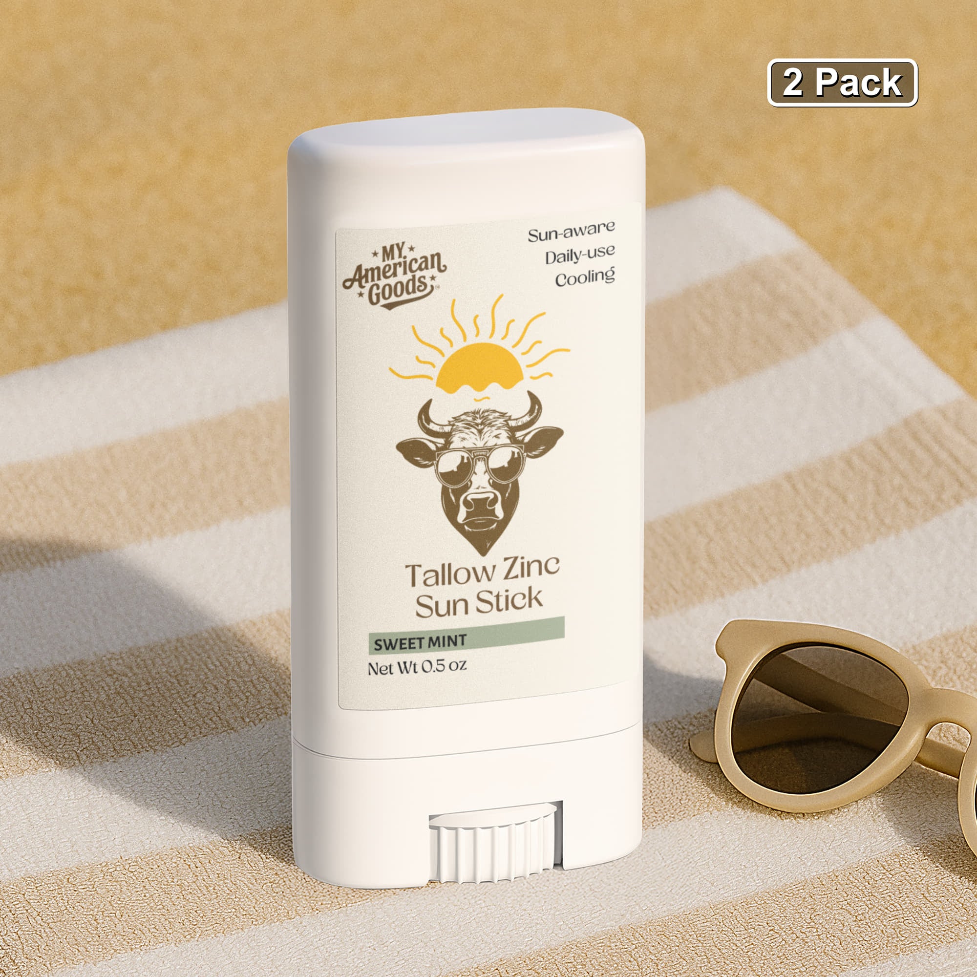 2 Pack Tallow Zinc Sun Stick