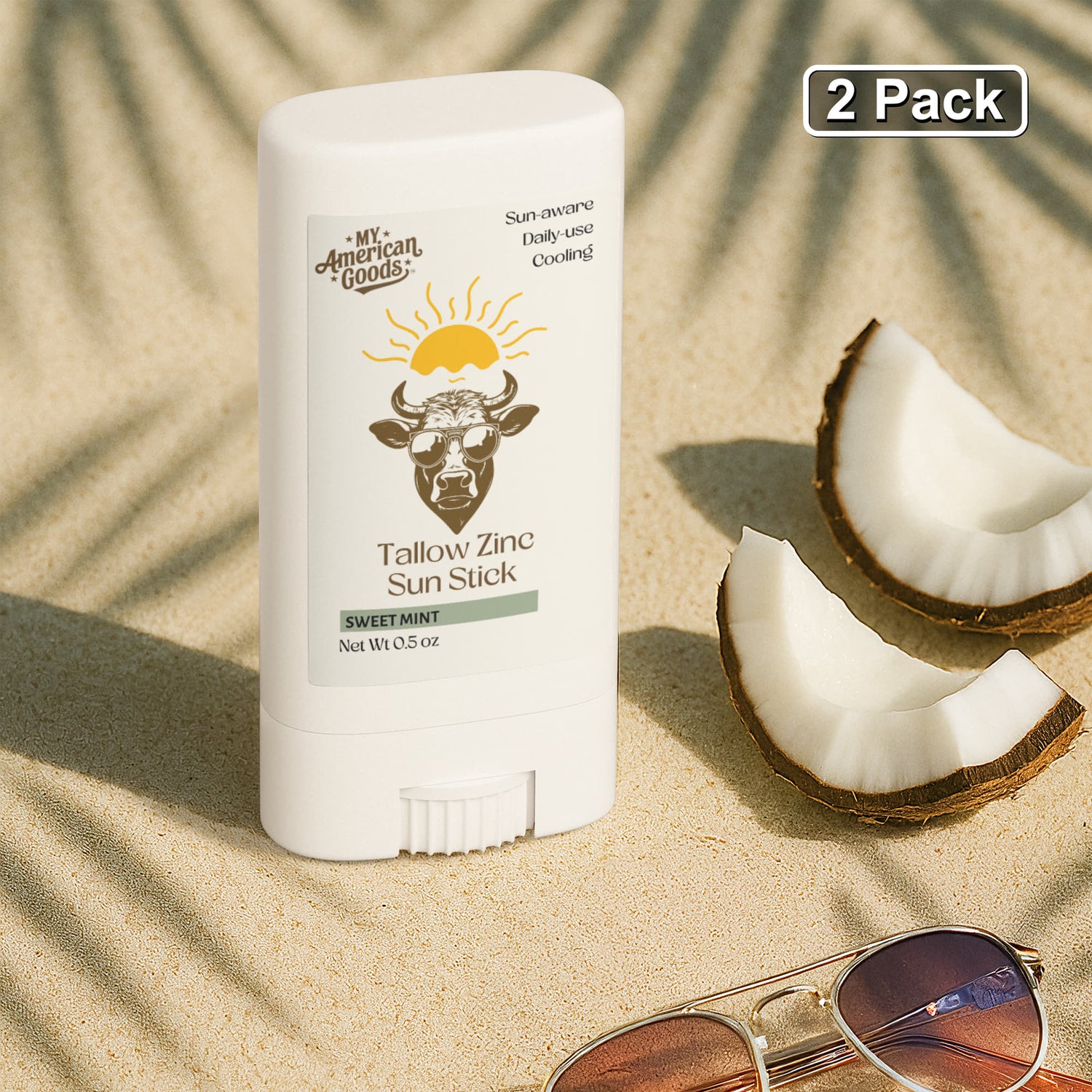 2 Pack Tallow Zinc Sun Stick