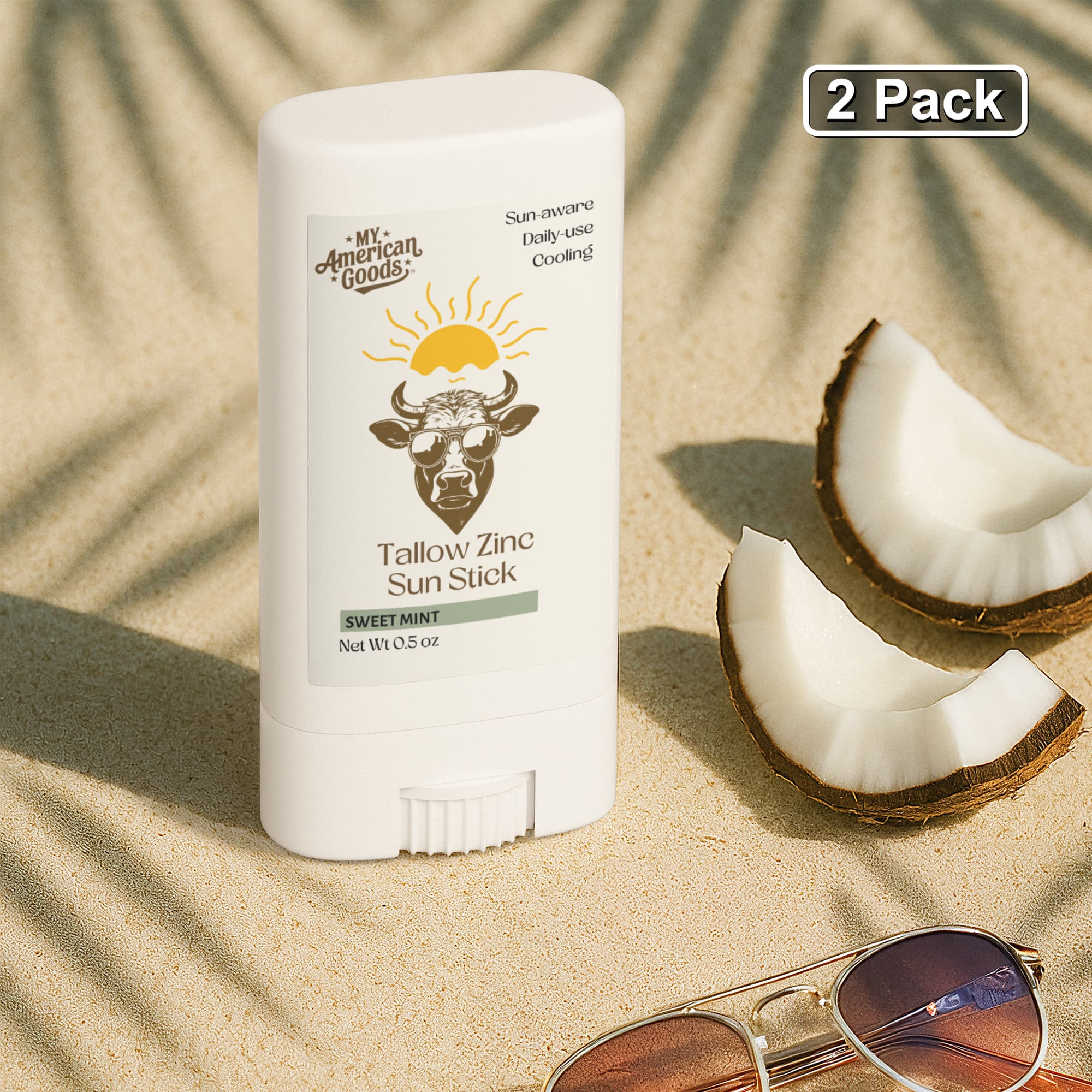 2 Pack Tallow Zinc Sun Stick