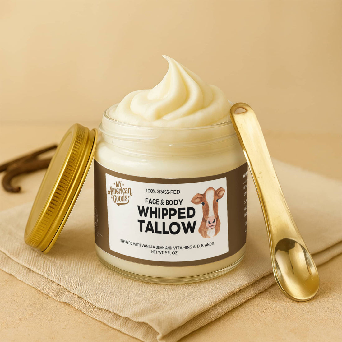Whipped Grass-Fed Tallow Balm with Vanilla Bean