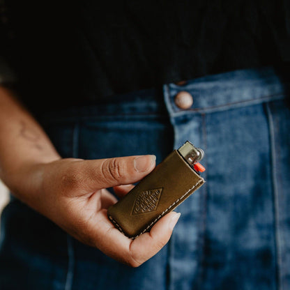 The Local Branch Leather Olive Leather Lighters