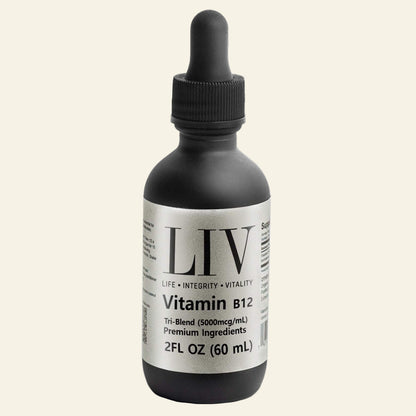 Black bottle with dropper labeled &