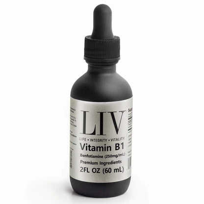 LIV Vitamin B1 Thiamine Liquid Metabolic Booster (Benfotiamine 250mg, 60 servings)