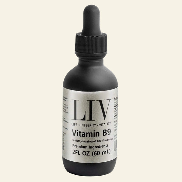 LIV Vitamin B9 Folic Acid Liquid (5-MTHF 5,000mcg, 60 servings)