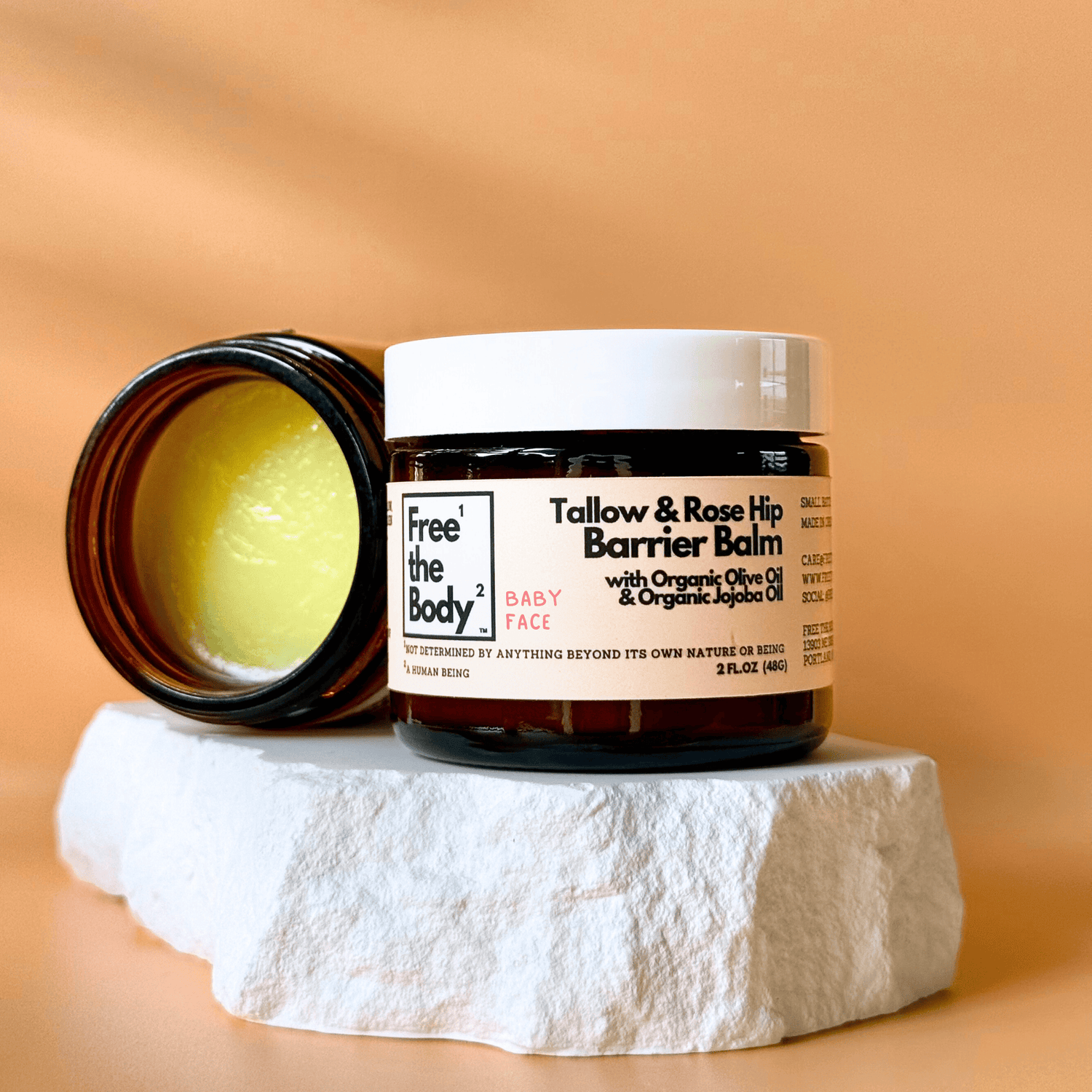 Free the Body Co. Moisturizers baby face Tallow and Rose Hip Barrier Balm with Beeswax, Small Batch, 2oz