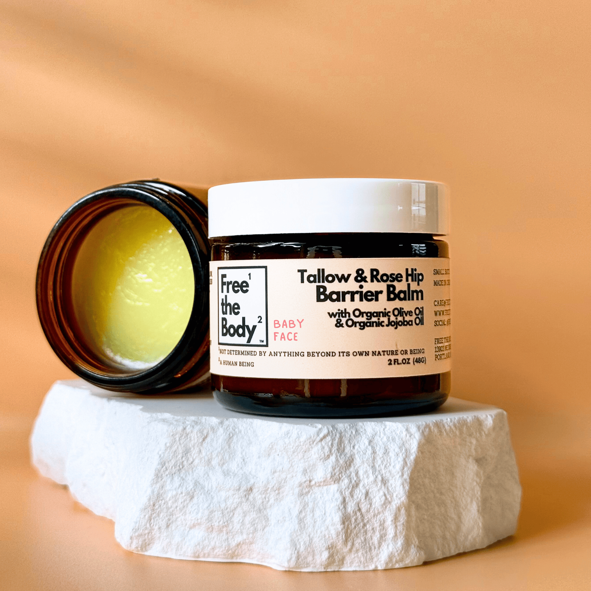 Free the Body Co. Moisturizers baby face Tallow and Rose Hip Barrier Balm with Beeswax, Small Batch, 2oz