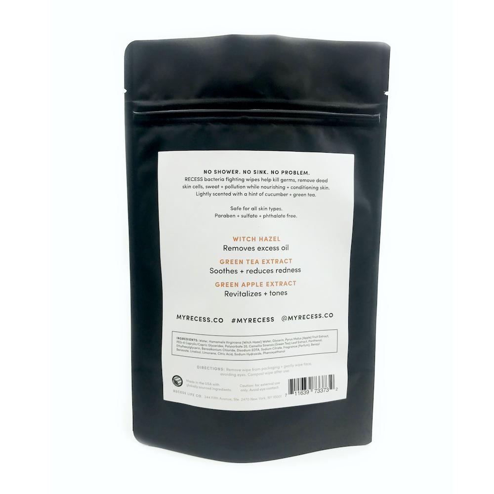RECESS body wipe FACE 201: Bacteria Fighting Wipes (Pack of 15)