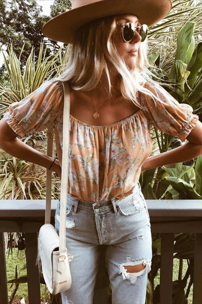 Bardot Blouse - Sherbert Floral