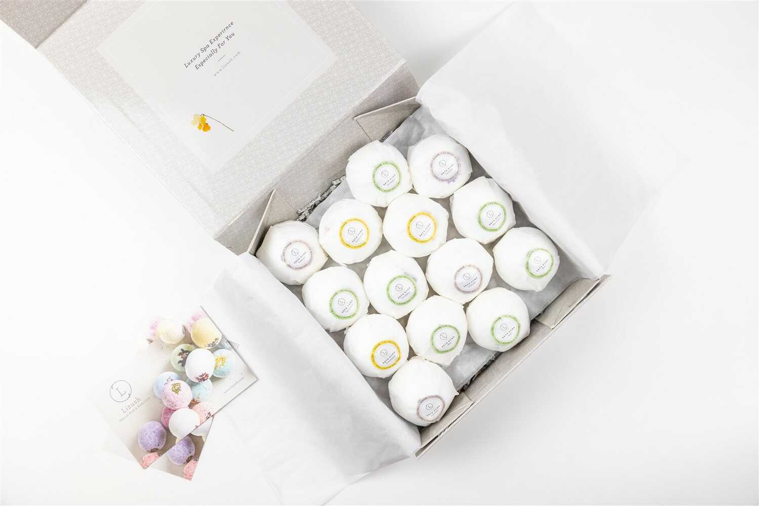 Lizush FAVORS Bulk - 100 Natural Vegan Mix scents Bath Bombs - White