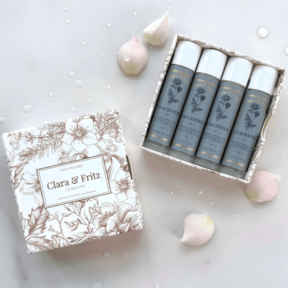 Clara &amp; Fritz Tallow Shop Lip Balm unscented Lip Balm Boxed Set (4 Pack)